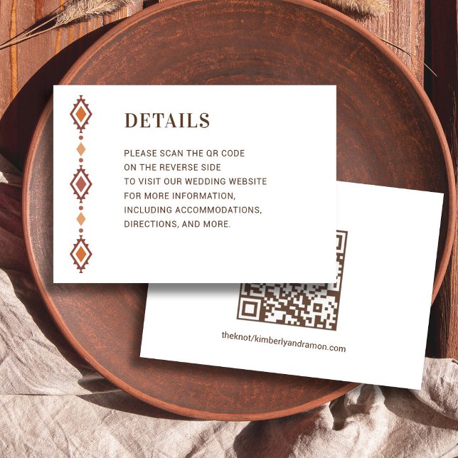 Rustic Western Bröllop-informationskort med QR-kod Tilläggskort (Rustic Western Wedding Details Card with QR Code)