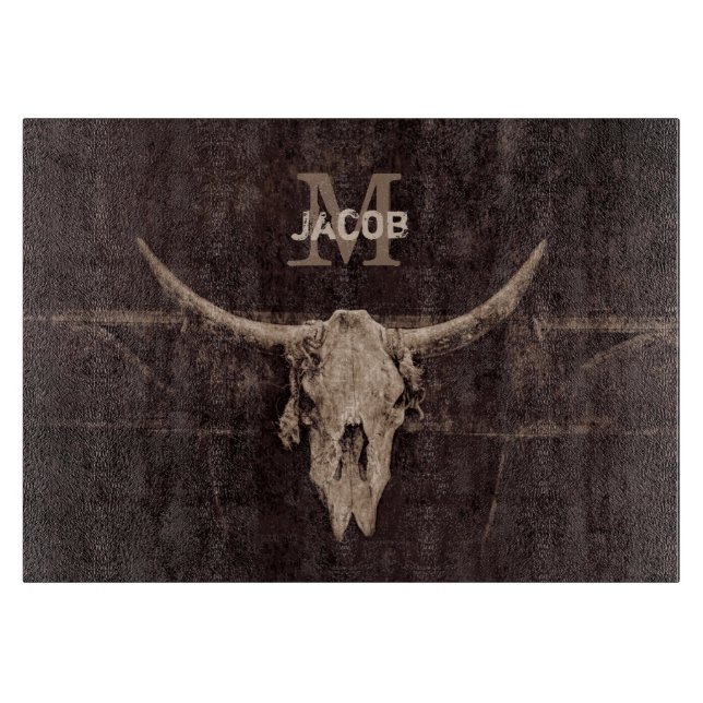 Rustic Western Brown Beige Old Bull Skull Monogram (Framsidan)
