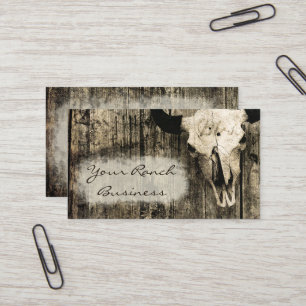 Rustic Western Bull Skull Sepia Vintage Visitkort