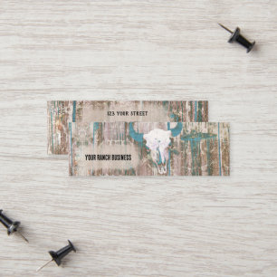 Rustic Western Bull Skull Teal Brown Struktur