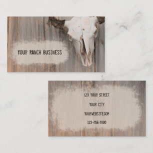 Rustic Western Bull Skull Vintage Sketch Art Visitkort