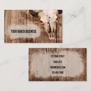 Rustic Western Bull Skull Vintage Struktur Visitkort