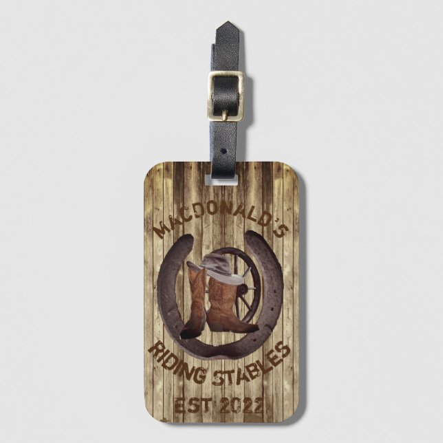 Rustic western cowboy bagagebricka (Framsida vertikal)