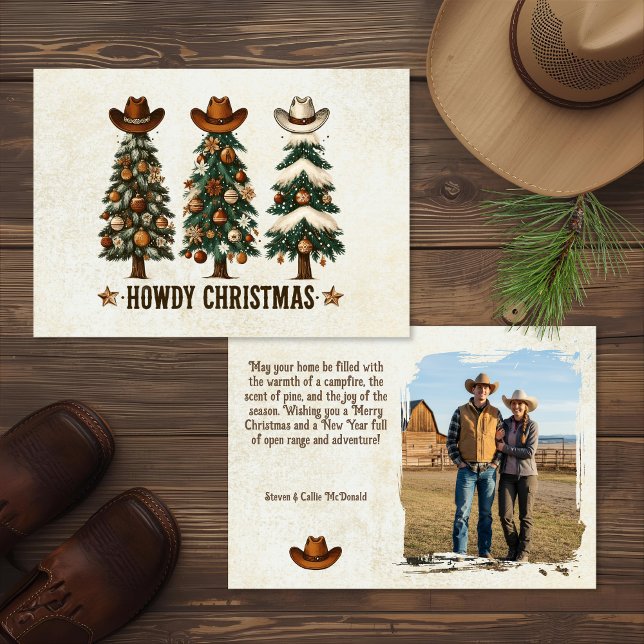 Rustic Western Cowboy Christmas Photo Julkort (Skapare uppladdad)