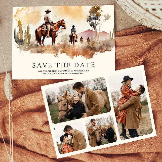 Rustic Western Cowboy Photo Collage Wedding Spara Datumet (Skapare uppladdad)