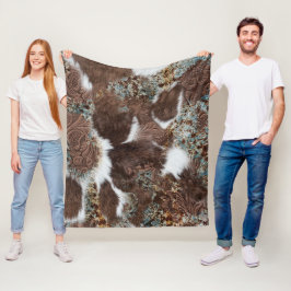 Rustic Western Cowhide Brown Leather Turcos Fleecefilt