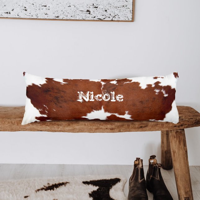 Rustic Western Cowhide Namn Kroppskudde (Skapare uppladdad)