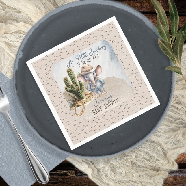 Rustic Western elefant Cowboy Boy Shower Pappersservett (Rustic Western Elephant Cowboy Boy Baby Shower Paper Napkins)