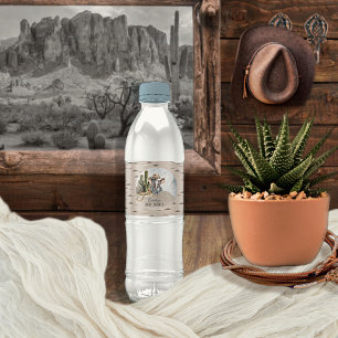 Rustic Western elefant Cowboy Boy Shower Vattenflaskor Etikett
