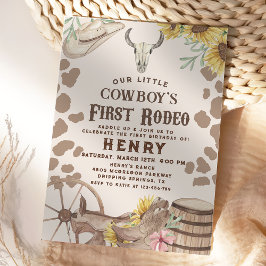 Rustic Western First Rodeo Cowboyen 1:a födelsedag Inbjudningar