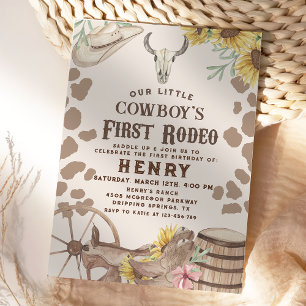 Rustic Western First Rodeo Cowboyen 1:a födelsedag Inbjudningar