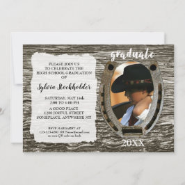 Rustic Western Grad Party Invitation with photo Inbjudningar