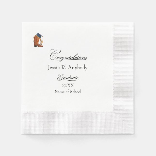 Rustic Western Graduation Party Paper Napkin Pappersservett (Framsidan)