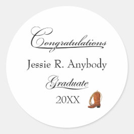 Rustic Western Graduation Runt Klistermärke
