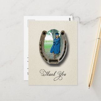 Rustic Western Graduation Thank You postcard Vykort