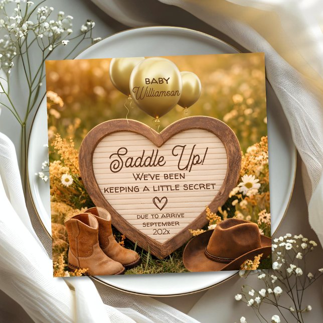 Rustic Western Heart Sign Baby Reveal Pregnancy Meddelande (Skapare uppladdad)