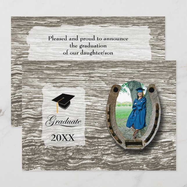 Rustic Western Hi-School Graduation Announcement  Inbjudningar (Fram/baksida)