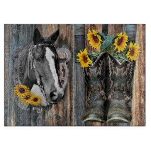 Rustic Western Horse Cowboystövlar Solblommor