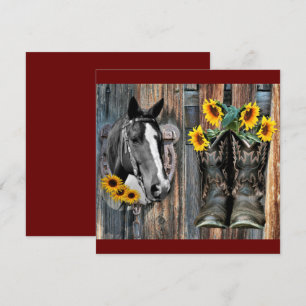 Rustic Western Horse Cowboystövlar Solblommor Inbjudningar