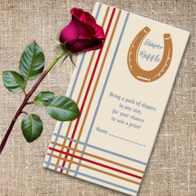 Rustic Western Horseshoe Baby Shower Diaper Raffle Tilläggskort (Skapare uppladdad)