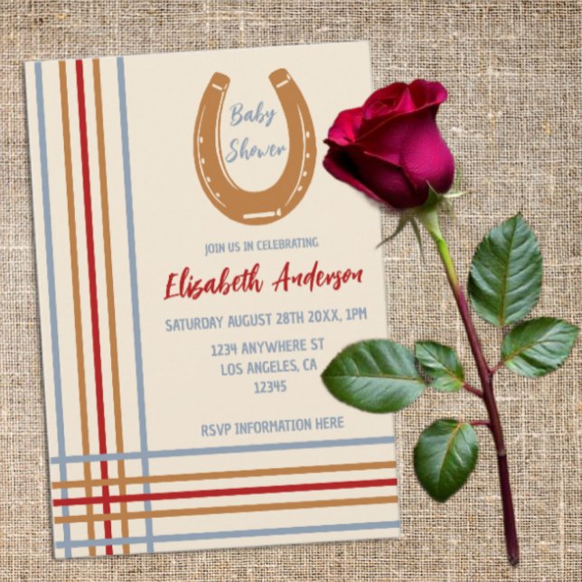 Rustic Western Horseshoe Baby Shower Inbjudningar (Skapare uppladdad)