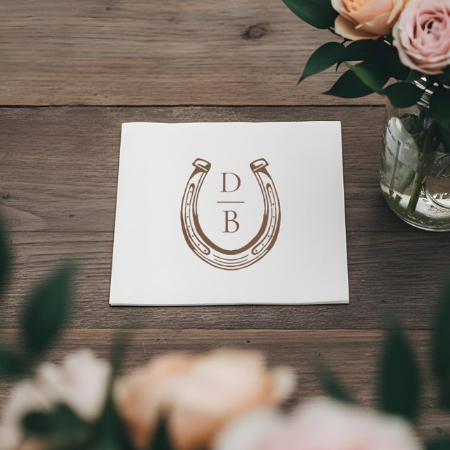 Rustic Western Horseshoe Custom Monogram Wedding Pappersservett (Rustic Western Horseshoe Custom Monogram Wedding Napkins)