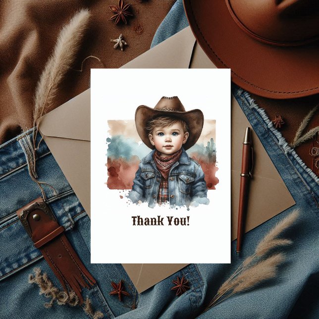Rustic Western Howdy, partner! Cowboy Birthday Tack Kort (Rustic Western Howdy, Partner! Cowboy Birthday Thank You Card)