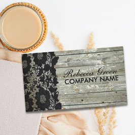 Rustic Western Land Black Snöre Barn Wood Visitkort