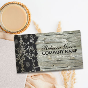 Rustic Western Land Black Snöre Barn Wood Visitkort