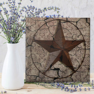 Rustic Western Land Primitive Texas Star Kakelplatta