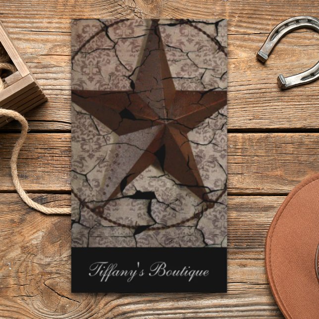Rustic Western Land Primitive Texas Star Visitkort (Rustic Western Country Primitive Texas Star Business Card)