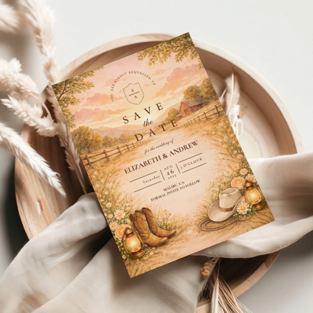 Rustic Western Meadow Wedding Spara Datumet (Skapare uppladdad)