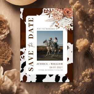 Rustic Western Photo Cowboy bröllop spara datum Inbjudningar
