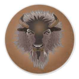 Rustic Western Plains Bison Knopp