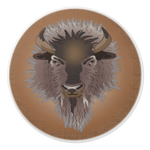 Rustic Western Plains Bison Knopp
