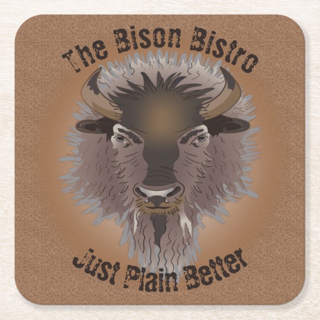 Rustic Western Plains Bison Underlägg Papper Kvadrat (Framsidan)