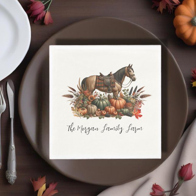 Rustic Western Pleasure Horse Thanksgiving Pappersservett (Enjoy this Rustic Western Thanksgiving Horse design! Customize with your favorite event!)