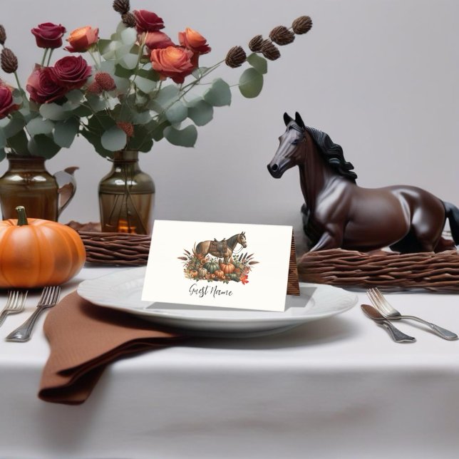 Rustic Western Pleasure Horse Thanksgiving Placeringskort (Enjoy this Rustic Western Thanksgiving Horse design! Customize with your favorite event!)