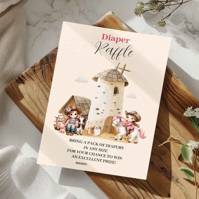 Rustic Western Rodeo Baby Shower Diapper Raffle Tilläggskort (Skapare uppladdad)