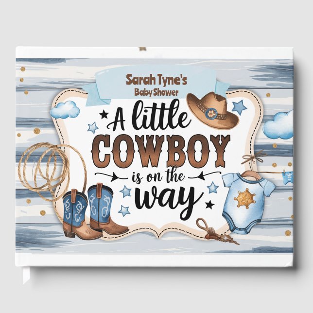 Rustic Western Rodeo Boys Baby Shower Gästböcker (Framsida)