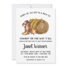 Rustic Western Rodeo Cowboy Baby Shower-inbjudan