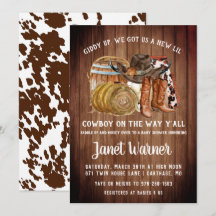 Rustic Western Rodeo Cowboy Baby Shower-inbjudan