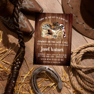 Rustic Western Rodeo Cowboy Baby Shower Inbjudningar