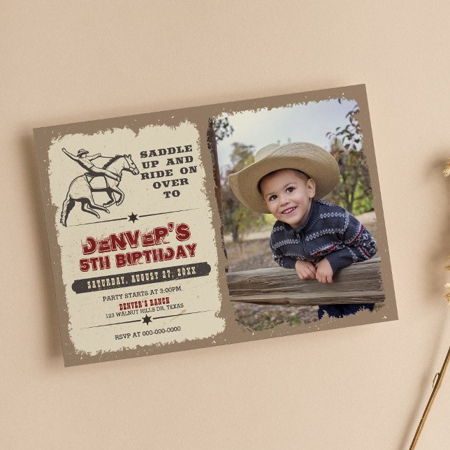 Rustic Western Rodeo Cowboy Birthday-inbjudan Inbjudningar (Skapare uppladdad)