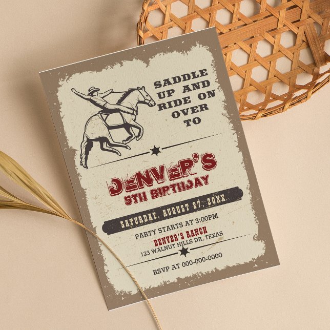 Rustic Western Rodeo Cowboy Birthday-inbjudan Inbjudningar (Skapare uppladdad)