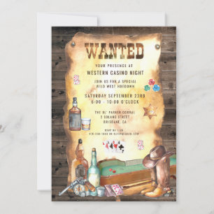 Rustic Western Rodeo Cowboy Casino Inbjudningar