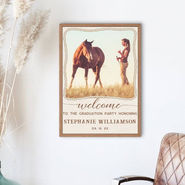 Rustic Western Rope Photo Frame Party Welcome Poster (Skapare uppladdad)