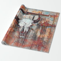 Rustic Western Rust Brown Bull Skull Sunblommor