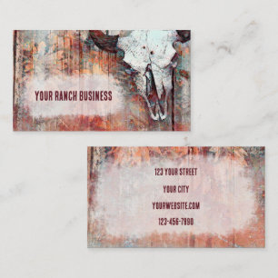 Rustic Western Rust Brown Bull Skull Sunblommor Visitkort