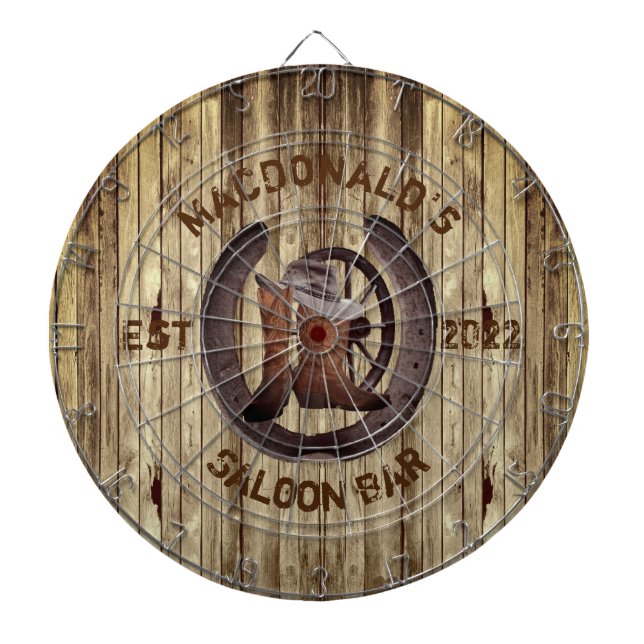 Rustic western saloon bar dart board darttavla (Framsidan)